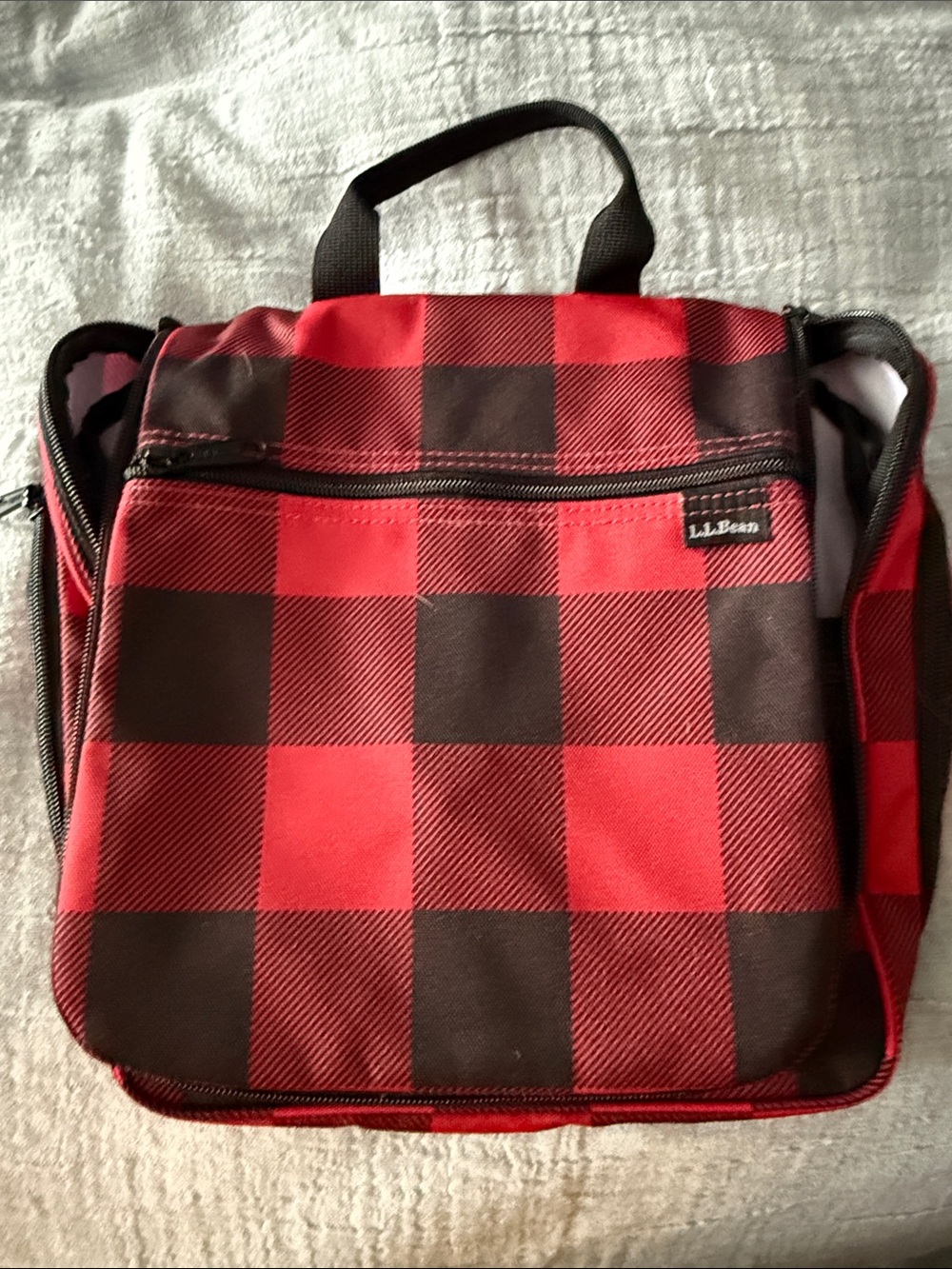 L.L. Bean Red and Black Buffalo Plaid Toiletry Bag